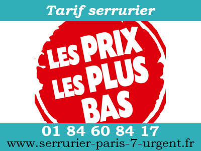 Serrurier Paris 7 pas cher - prix les plus bas